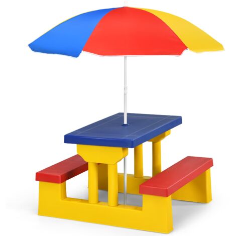 COSTWAY Kids Picnic Table Set Indoor & Outdoor Colorful Picnic Table and Benches