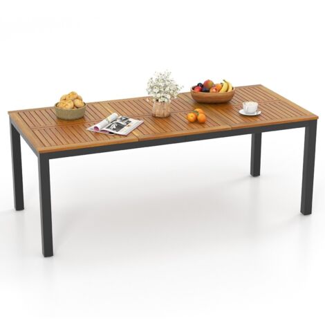 COSTWAY 8-Person Outdoor Dining Table 200 x 90cm Acacia Wood Patio Table (1/5)