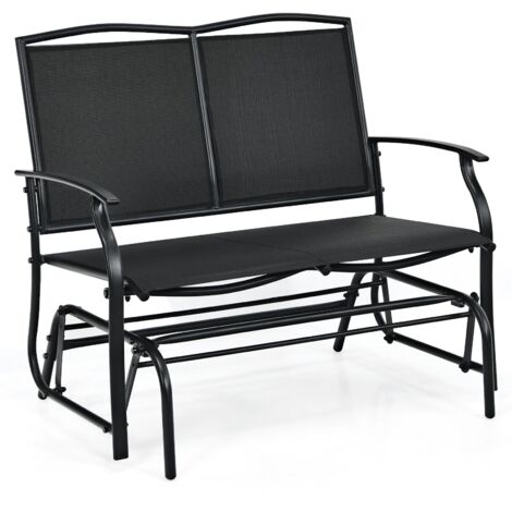 COSTWAY 2-Person Patio Swing Glider Bench Outdoor Glider Loveseat Heavy-Duty Steel Frame