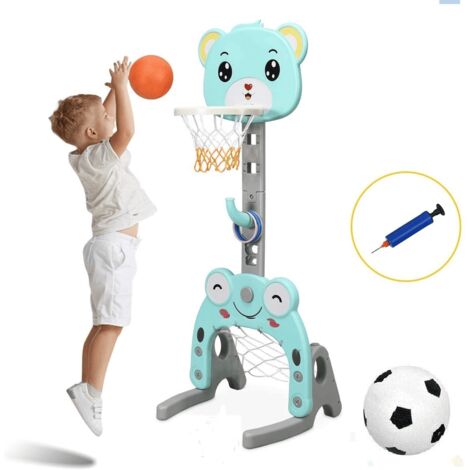 COSTWAY Basketball Hoop Set Stand Kids 3-in-1 Sports Activity Center-Blue (1/5)