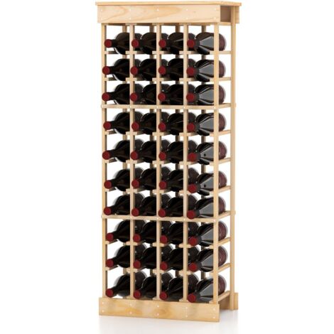 COSTWAY 40 Bottles Storage Wine Rack Freestanding Pine Wood Display Shelf Wine Holder (1/5)