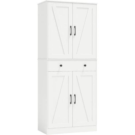 COSTWAY 183cm Tall Kitchen Pantry Modern Farmhouse Cupboard Cabinet-White