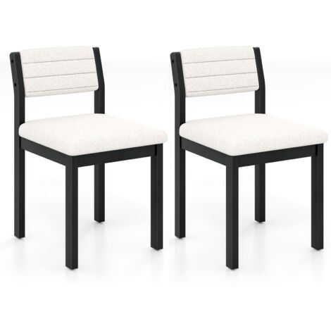 COSTWAY 2 Pcs Imitation Lamb Fleece Home Chair Modern Dining Chairs-White (1/5)