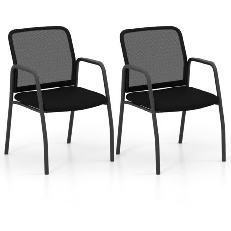 COSTWAY Waiting Room Chair Set of 2 Office Guest Chairs w/Mesh Backrest (1/5)