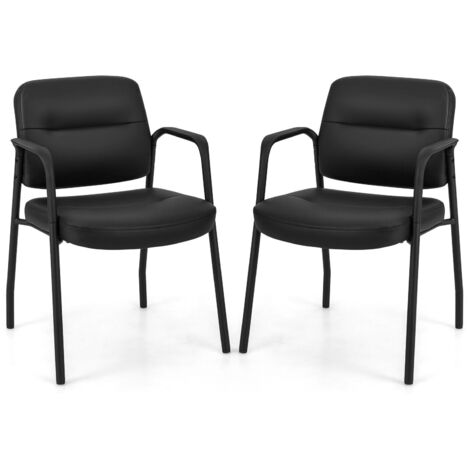 COSTWAY Meeting Chair Set of 2 Upholstered PU Leather Conference Chairs Guest Chair (1/5)