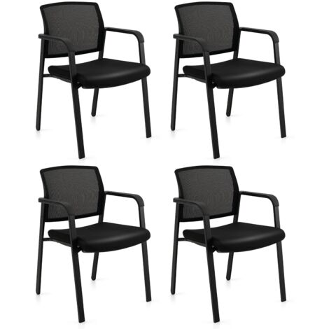 COSTWAY 4Pcs Meeting Waiting Room Office Chairs Stackable Office Mesh Chairs (1/5)