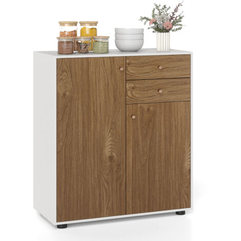 COSTWAY Kitchen Sideboard Buffet Cabinet Coffee Bar Cabinet w/2 Drawers-Natural (1/5)