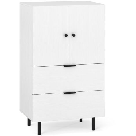 COSTWAY Sideboard Buffet Cabinet 2-Door Serving Cupboard with Drawers-White (1/5)
