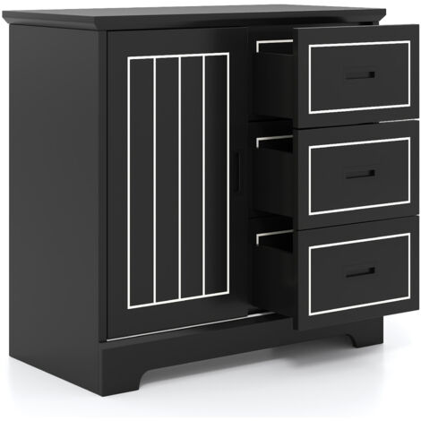 COSTWAY Farmhouse Sideboard Buffet Cabinet Kitchen Storage Cabinet-Black (1/5)