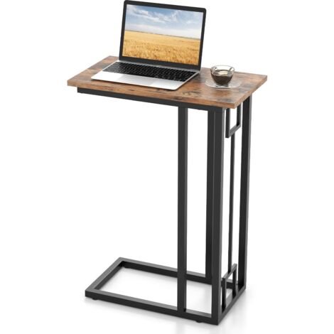 COSTWAY C-Shaped Side Table Compact Sofa Side Table for Small Space