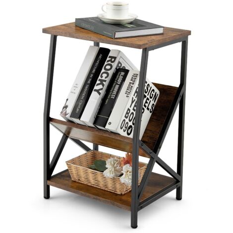 COSTWAY Record Holder Shelf 3-Tier Record Player Stand w/ Magazine Holder (1/5)