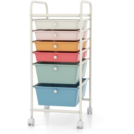 COSTWAY 6-Drawer Organizer Cart Mobile Rolling Utility Storage-Colorful (1/5)