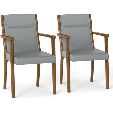 COSTWAY Modern Dining Chairs Set of 2 Upholstered Wooden Accent Chairs (1/5)