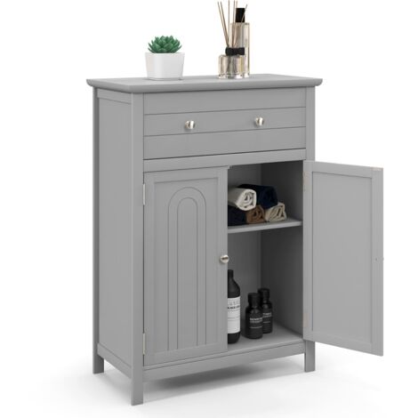 COSTWAY Bathroom Storage Cabinet Free Standing Bathroom Cabinet-Grey (1/5)