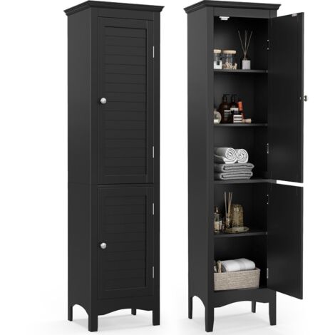 COSTWAY 5-Tier Bathroom Tall Cabinet Slim Freestanding Storage Organizer Cupboard Black