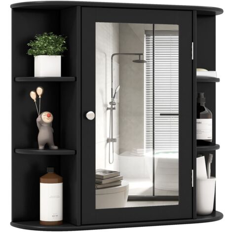 COSTWAY Mirrored Bathroom Cabinet Wall-mounted Storage Cabinet