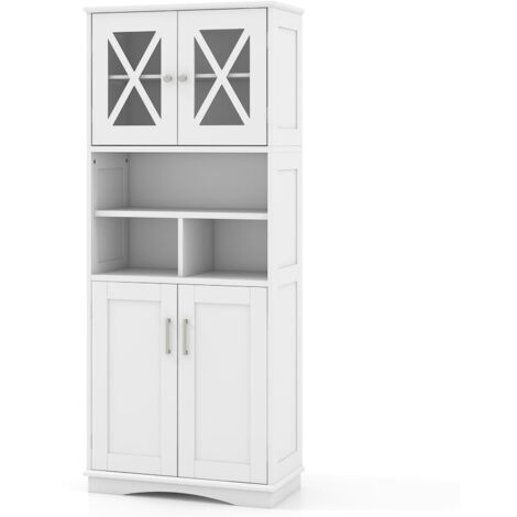 COSTWAY Tall Bathroom Cabinet Large Floor Storage Cabinet-White
