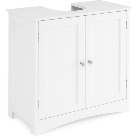 COSTWAY Under Sink Cabinet Freestanding Bathroom Vanity Cabinet w/ 2 Doors-White (1/5)
