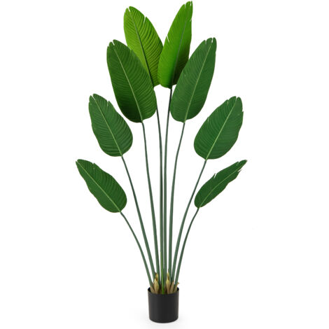COSTWAY 1.9 M Artificial Banana Leaf Tree Potted Fake Plant-1 Pack (1/5)