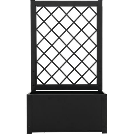 COSTWAY Elevated Lattice Planter 112CM Metal Planter Box with Trellis-Black