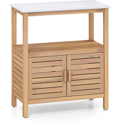 COSTWAY Outdoor Potting Bench Garden Potting Table with Resin Tabletop