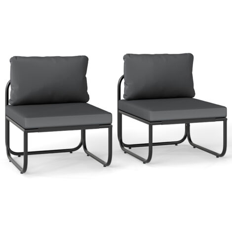 COSTWAY Patio Chairs Set of 2 Outdoor Chairs with Removable Cushions-Grey (1/5)