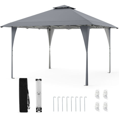 COSTWAY 395 x 395 cm Pop up Canopy Tent Outdoor Easy Setup Gazebo-Grey (1/5)