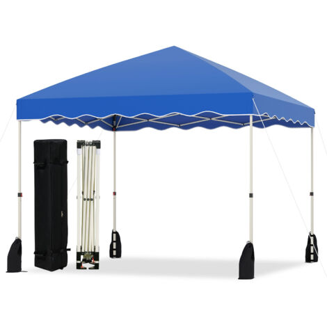COSTWAY 300 x 300 cm Pop up Canopy Tent Portable Foldable Patio Shelter-Blue (1/5)