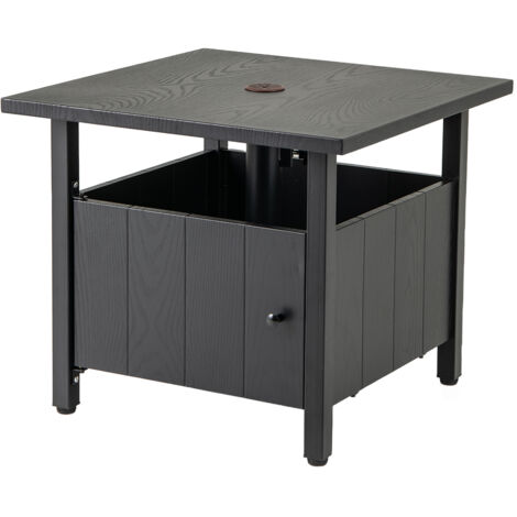 COSTWAY Outdoor Side Table Patio Umbrella Table Base Stand w/2 Sand Bags-Black