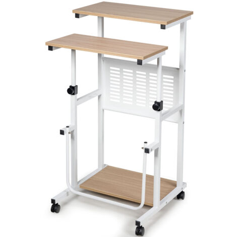 COSTWAY Adjustable Computer Desk 2-In-1 Office Desk w/Height Adjustable Desktop