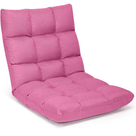 COSTWAY 14-Position Adjustable Floor Chair Video Gaming Sofa Chair-Pink (1/5)