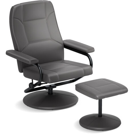 COSTWAY Reclining Chair 360°Swivel Recliner with Adjustable Backrest-Grey