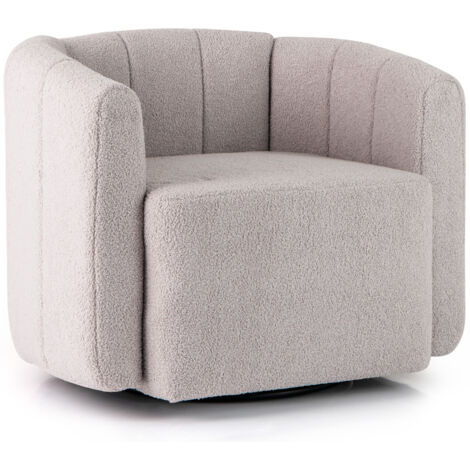 COSTWAY Swivel Barrel Chair Modern Upholstered Sherpa Accent Chair Grey