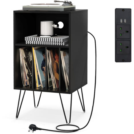COSTWAY Record Player Stand 3-Tier Turntable Stand-Black (1/5)