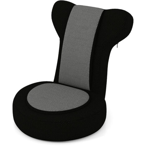 COSTWAY Floor Chair Lazy Sofa Chair with Adjustable Headrest & Backrest-Grey (1/5)