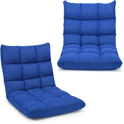 COSTWAY 14-Position Adjustable Floor Chair Video Gaming Sofa Chair-Blue (1/5)
