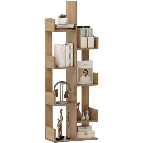 COSTWAY 8-Tier Bookcase Multipurpose Bookshelf Freestanding Bookcase-Natural (1/5)