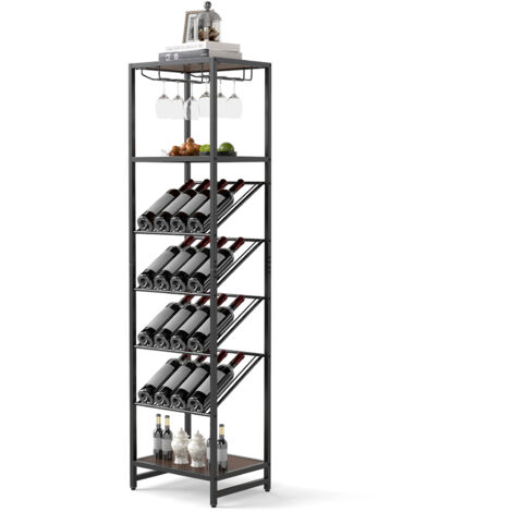 COSTWAY 7-Tier Freestanding Wine Rack Liquor Storage Stand w/Open Shelves-Black