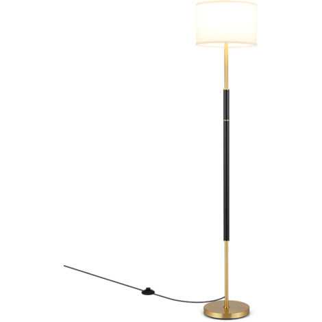 COSTWAY Linen Fabric Floor Lamp with Powder Coated Metal Frame (1/5)