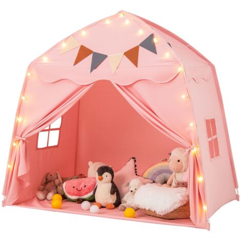 COSTWAY Kids Play Tent Indoor & Outdoor Extra Large Playhouse Tent-Pink