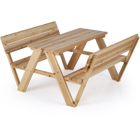 COSTWAY Kids Picnic Table Wooden Toddler Outdoor Activity Table and Chair Set