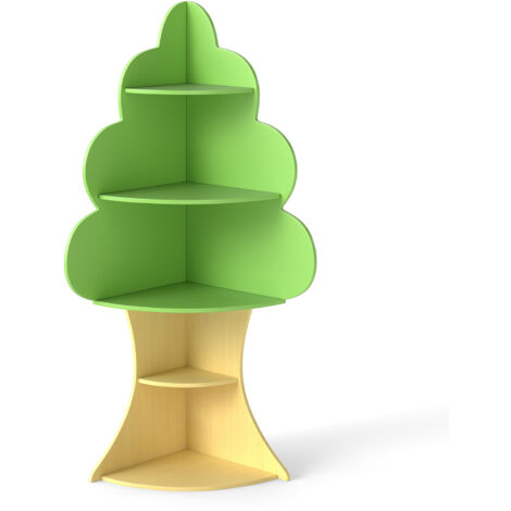COSTWAY Tree Bookshelf Kids 5-Tier Children Book Display Rack-Green (1/5)