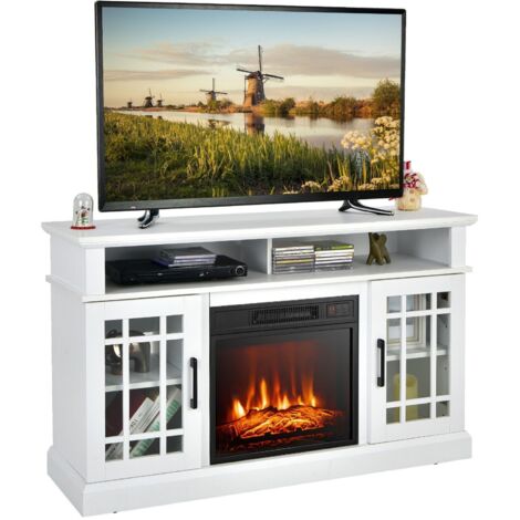 COSTWAY Fireplace TV Stand for TVs up to 55 Inches With 1400W Electric Fireplace Insert