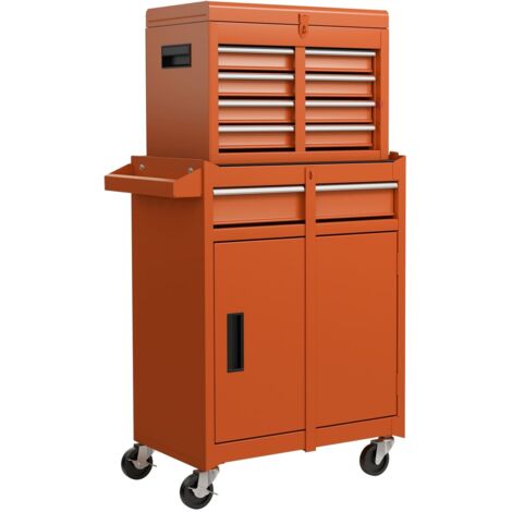 COSTWAY 5-Drawer Rolling Tool Chest High Capacity Tool Storage Cabinet-Orange