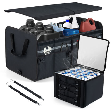 COSTWAY Car Trunk Organizer Portable Storage Box with Leakproof Cooler Bag (1/5)
