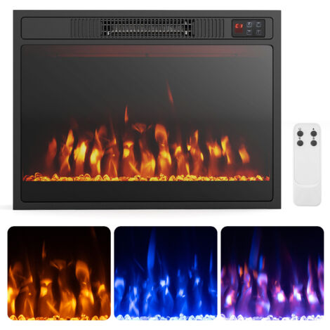 COSTWAY 23 Inches Electric Fireplace Insert 750W/1500W Fireplace Heater-Black