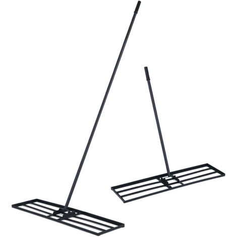 COSTWAY 175x25cm Heavy Duty Lawn Leveling Rake with Adjustable Handle Rotating U-Head Black