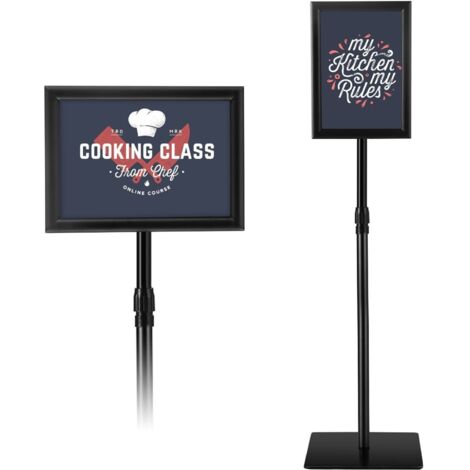 COSTWAY A4 Sign Stand Adjustable Aluminum Poster Holder Floor Standing Snap Frame