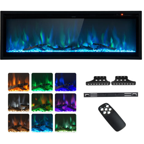 COSTWAY 50 Inch Electric Fireplace Linear Fireplace Insert w/ Remote Control