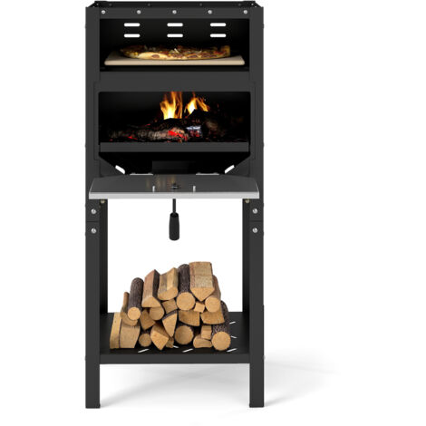 COSTWAY 30 cm Outdoor Pizza Oven Freestanding Wood-Fired Pizza Stove-Black